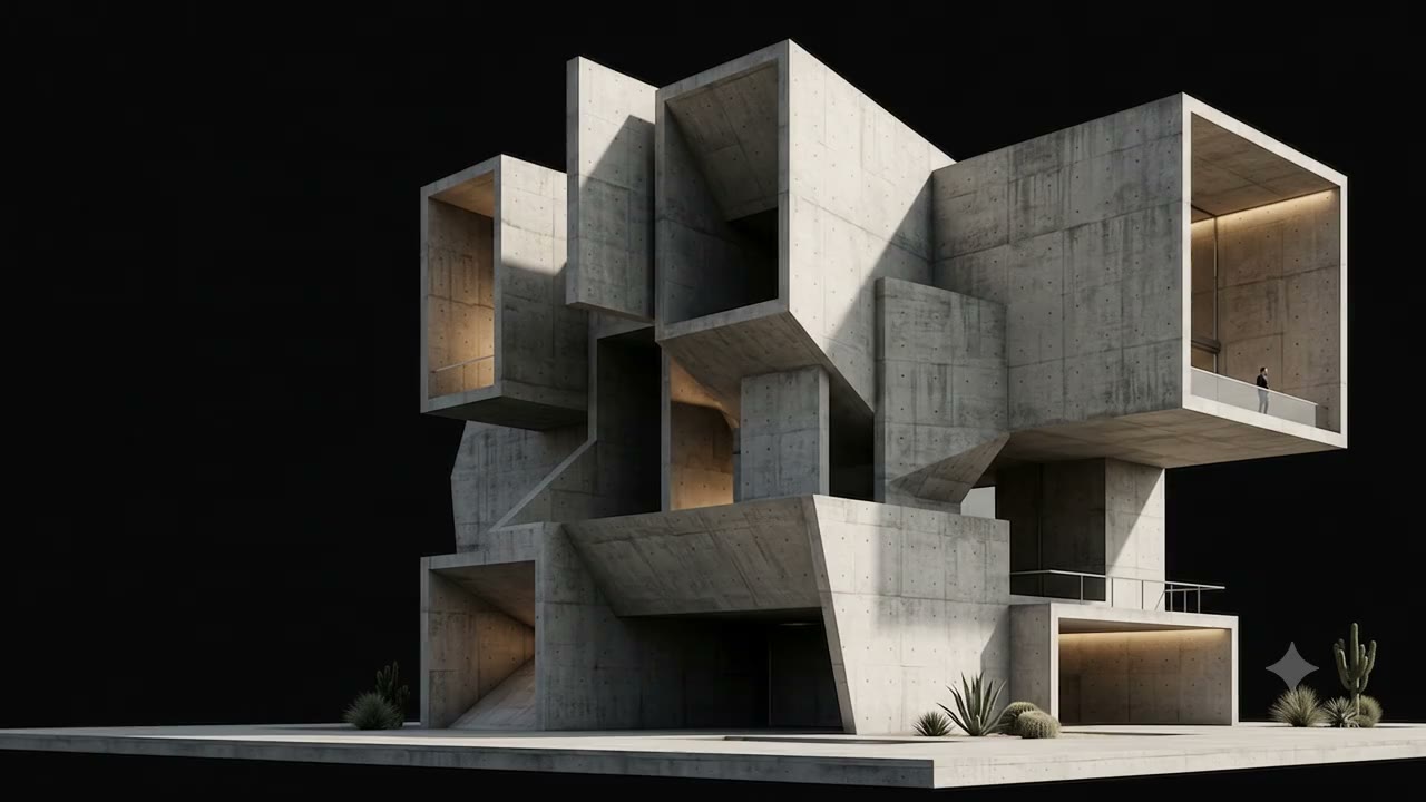 Projeto arquitetônico Austere — fachada em concreto aparente e vidro